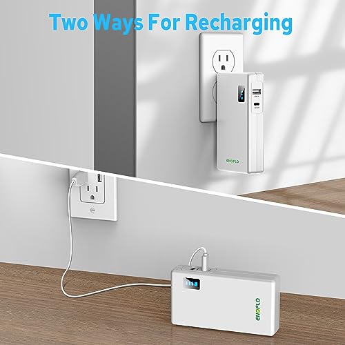 Enoflo Portable Charger Power Bank With Built-In Ac Wall Plug Usb C 18W Fast Charging Battery Pack 10000Mah Dual Usb Ports External Battery Backup Power Supply Compatible With Smartphones thumb #3