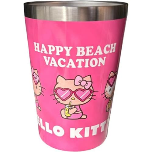 ハローキティ HELLO KITTY サンリオ 保冷保温 ステンレスタンブラー 日焼け キティちゃん ハワイアン雑貨 マグカップ カップホルダー 450ml (ピンク)のサムネイル