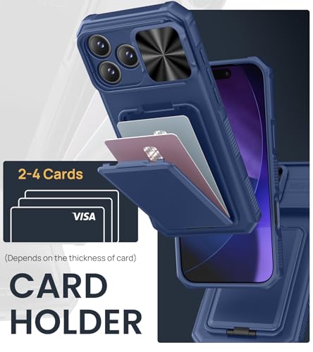 Image of SSLOTSCASE for iPhone 17 Pro Max Case with Stand & Credit Card Holder, Blue