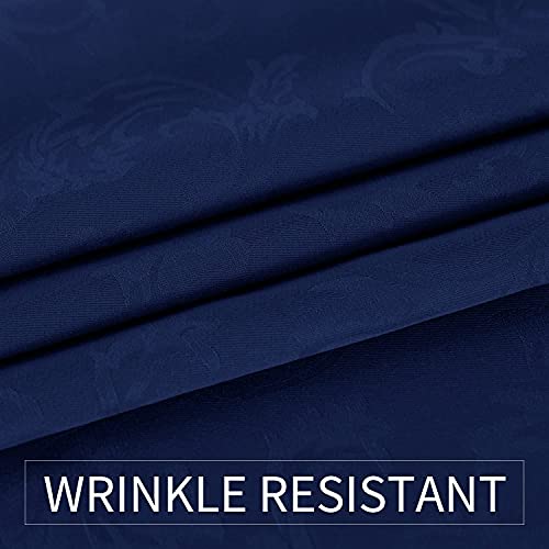 Obstal Solid Flower Jacquard Table Cloth - Heavy Duty Waterproof Wrinkle Free Microfiber Tablecloth, Decorative Fabric Table Cover For Outdoor And Indoor Use (Navy Blue, Rectangle 60 X 102 Inch) #TOP2