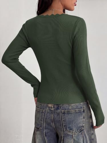 Square Neck Long Sleeve Fall Sweaters - image 3