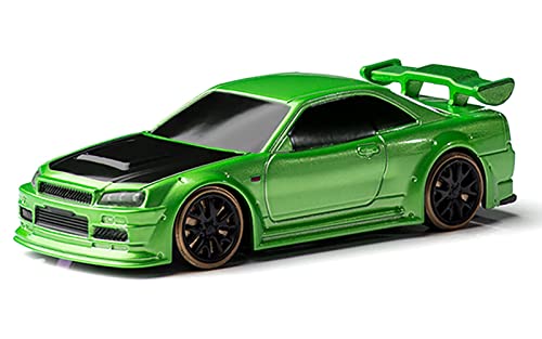 FLYCOLOR Turbo Racing 1:76 Scale Drift RC Car with Gyro Mini Full Proportional RTR 2.4GHZ Remote Control with 2 Replaceable Body Shell (C64-Green)