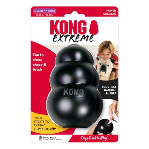 KONG Extreme Hundespielzeug - Apportier- und Kauspielzeug für Hunde mit starkem Biss - Leckerli-Spender - Strapazierfähiges Naturkautschukmaterial - Für XL Hunde