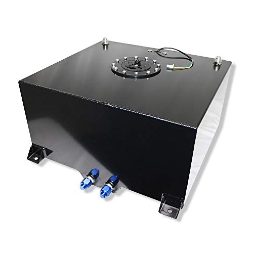 DEMOTOR PERFORMANCE Universal 10 Gallon Fuel Cell Gas Tank Aluminum with Level Sender Black
