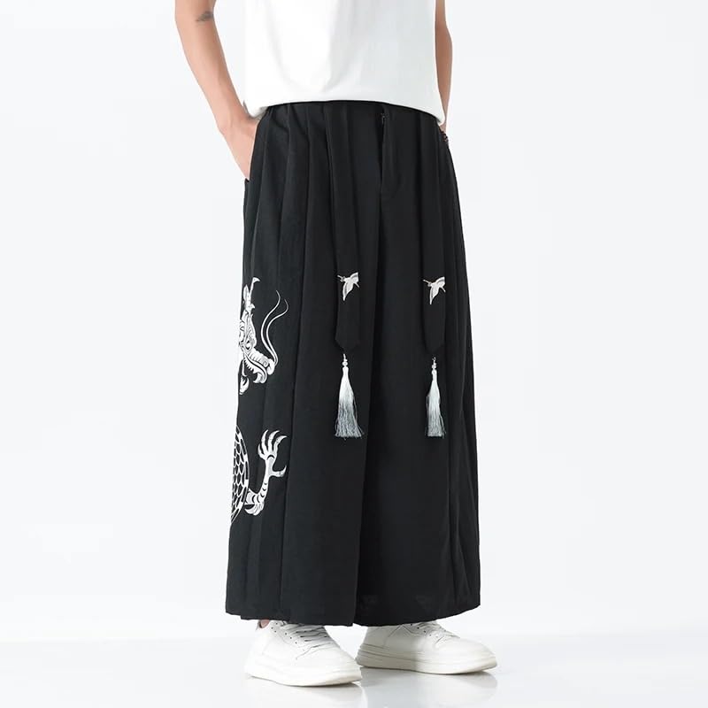 Men Vintage Elastic Waist Loose Joggers Casual Wide Leg Trousers Men Streetwear Retro Pants3