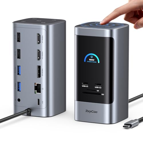 RayCue 15 in 1 Laptop Docking Station 3 Monitors,...