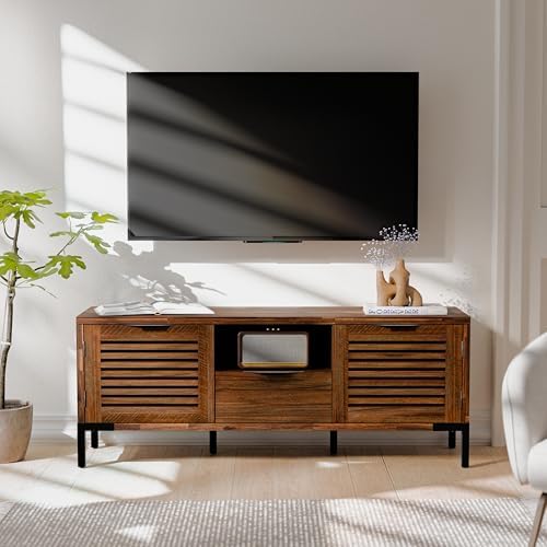 Bme Millie Solid Wood TV Stand for TVs up to 65 Inches, Modern Fa...