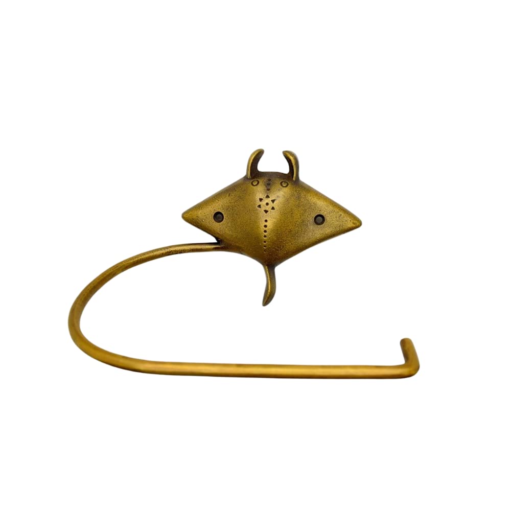 Foundryman - Manta Sting Ray Toilet Roll Holder - Large Solid Brass Bathroom Wall Décor - Perfect Addition To Your Bathroom Or Loo - 6"X4"