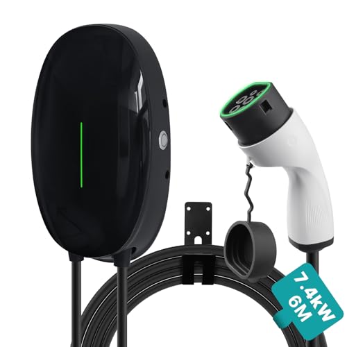 Teskee Wallbox 7.4kW Type 2 Borne de Recharge EV Chargeur Monophasé câble d'alimentation pour boîtes de Distribution IEC 62196-2, Câble 32A 6M