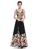 Ever-Pretty Womens Floor Length Ball Gowns Semi Formal Evening Dresses Black Printed US8