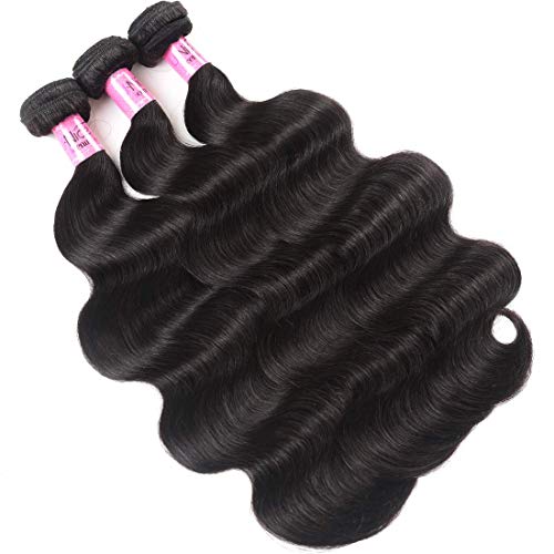 Image of UNice Hair Malaysian Body Wave Hair 3 Bundles with Free Part 4x4 Lace Closure, 100% Unprocessed Virgin Human Hair Weave Extensions Natural Color(14 16 18+14 Closure)