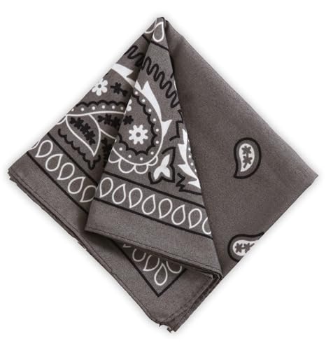 Image of Bandanas for Men & Women - Paisley Bandana - Head Wrap, Scarf - Large 21x21 (Dark Gray)