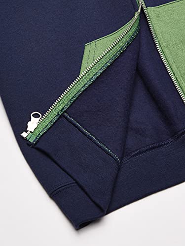 Fruit Of The Loom Boys' Fleece Full Zip Sleeveless Vest, Ghost Navy/Gametime Green/Charcoal Heather, Medium #TOP2