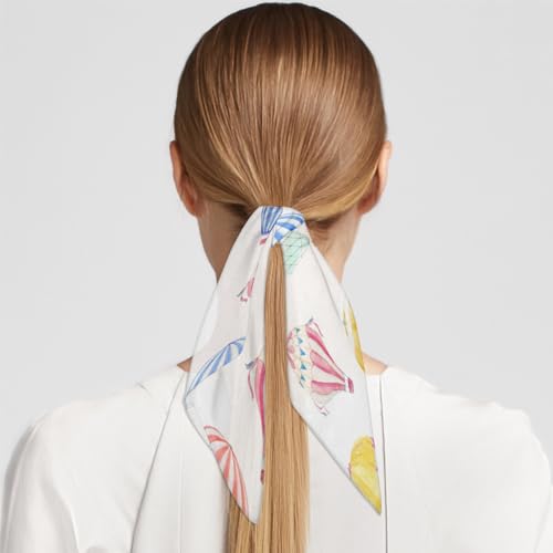 Lovely Hot Air Balloon Square Silk Scarf for Women Fashion Printed Satin Neck Silk Satin Bandana Lightweight Neckerchief Hair Wrap Scarves 23.6" x 23.6"4