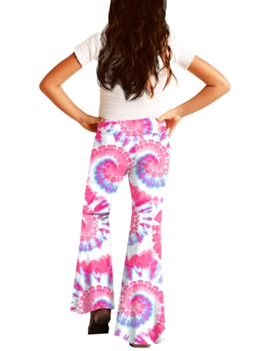 Image of Deerose Girls Halloween Hippie Bell Bottom Pants High Waist Flare Pants 5-14 Years