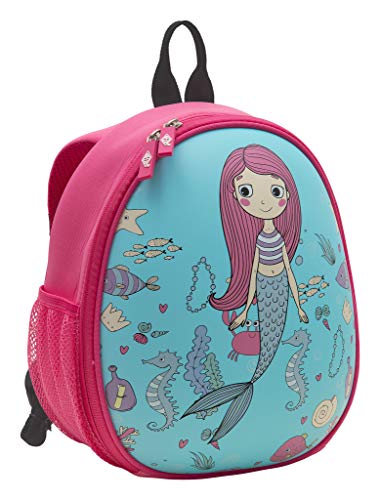 WEDO 2433310 Kinder-Rucksack Meerjungfrau, stabile Frontseite, 2 Netztaschen auĂźen, mehrere Netztaschen innen, gepolsterte Tragegurte, sehr leicht, leicht zu reinigen