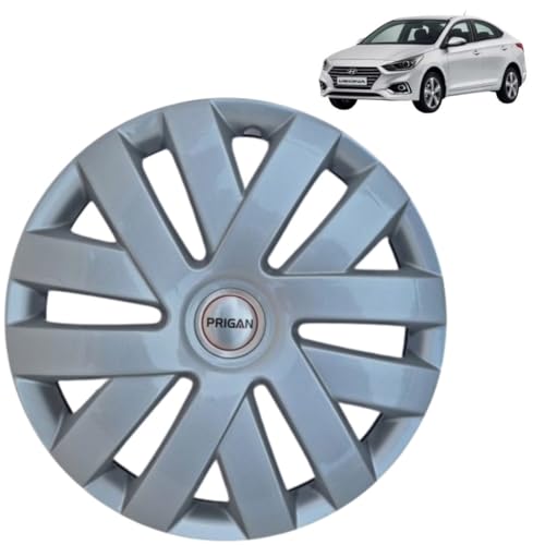 Image of PRIGAN Wheel Cover for Verna 15 Inch Silver Wheel Cap (Available in 15 Inch) (Set of 4 Pcs) (Press Fitting) Model- Polo Silver-15