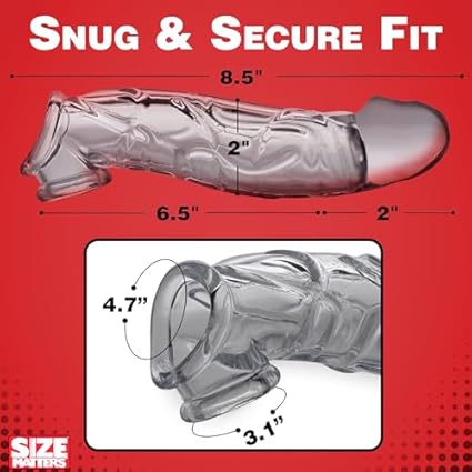 Size Matters Manga Del Pene Curvado Extensor Claro - 1 unidad, Transparente