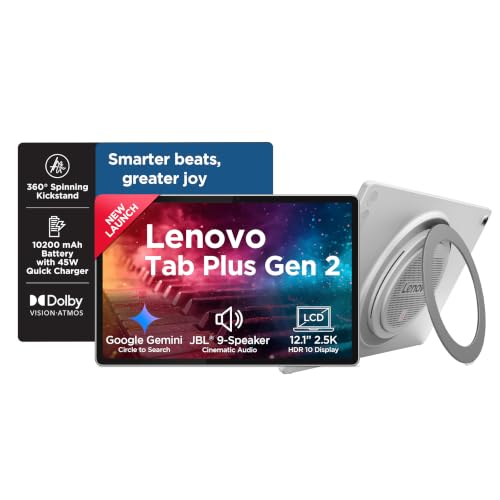 Image of Lenovo Tab Plus Gen 2 with JBL 9-Unit Speaker System | WiFi only | 12.1 inch 2.5K Display, 800nits Peak Brightness |8GB RAM + 256GB ROM (Expandable Upto 2TB)| MediaTek Dimensity 7400| 10200mAh | White