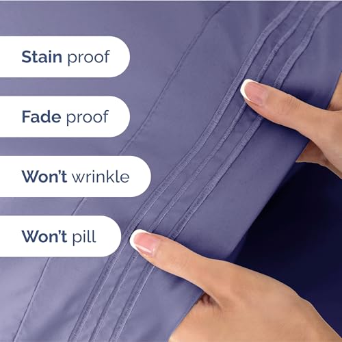 Image of King Size 4 Piece Sheet Set - Ultra Soft & Cooling Sheets - French Violet | Fits 8 Inch to 16 inch Mattress, Wrinkle Free & Fade Resistant with Deep Pockets, Breathable, Comfy Hotel Luxury Bedding
