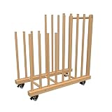 Picture of LEJITEKK Art Storage Rack with Handle&Caster Wheels,Wooden Art Canvas Storage Stand,Art Drying Rack, Canvas Boards Rack for Drawing Board ,Art Studios,Panel,Artworks,Gallery