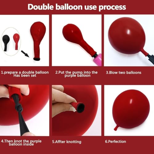 Image of Red Balloon Garland Double Stuffed Dark Red Brown Burgundy Balloons | Tan Nude White Sand Latex Balloon Arch Kit for Western Cowboy Birthday Bridal Wedding Fall Thanksgiving Party Decorations