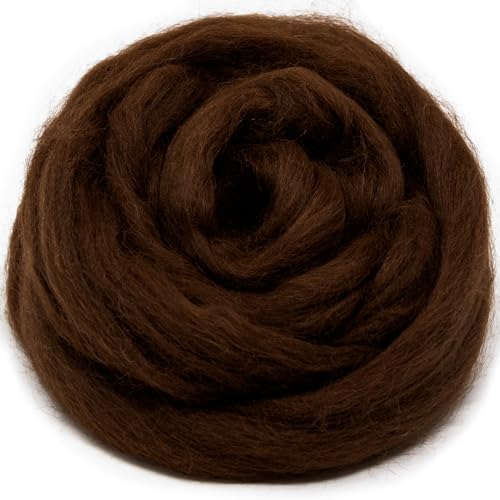Image of Baby Alpaca Fiber for Spinning, Blending, Felting & Dyeing. Natural Combed Top Roving, Dark Brown.