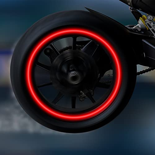 16Pcs 17''-19'' Reflective Wheel Rim Stripe Decal, Car Wheel Rim Tapes Decoration Stickers, Waterproof Night Safety Decals Automotive Accessories Universal For Motorcycle, Car, Bicycle (Red) #TOP5