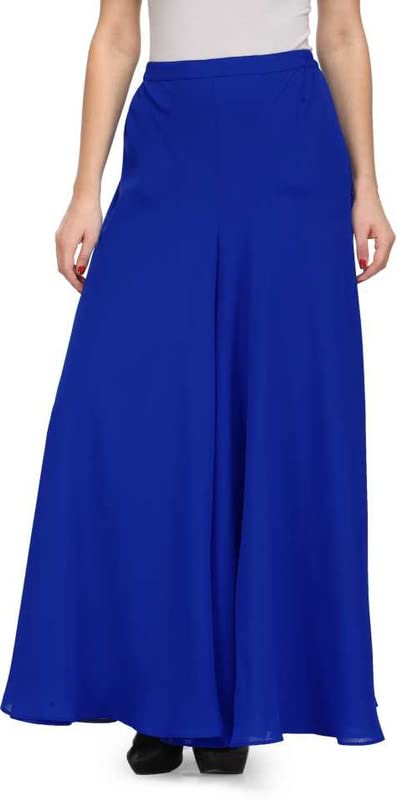 r&d Women's Georgette Stretchable Palazzo Pant (Blue, Free Size)-picture-12