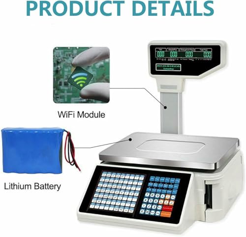 Báscula digital con impresora térmica y pantalla doble miniatura 3