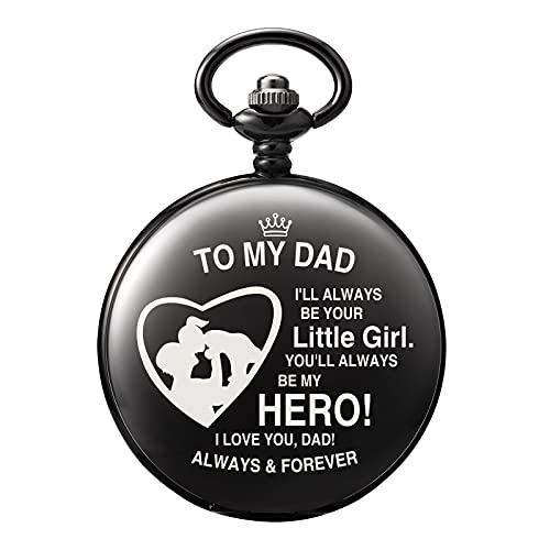 Regalo para papá de hija en su cumpleaños: reloj de bolsillo grabado con esfera clásica