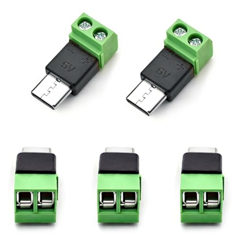 5 conectores USB C macho a terminal tornillo 2 pines verde miniatura 1