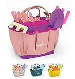 Gardening Set, Tool Kit, for Kids, STEM, Includes Tote Bag, Spade, Watering Can, Rake, Fork, Trowel and Gloves (Princess Pink)