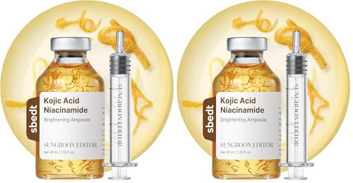 Image of SUNGBOON EDITOR Glow Intensive Kojic Acid Ampoule, Radiance-Boosting Serum for Face with Kojic Acid, Turmeric & PHA, For Uneven Skin Tone & Dark Spot Care, Korean Skincare, 1.35 fl oz (Pack of 2)