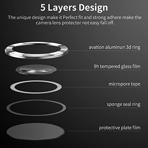 Image of Hoerrye Camera Lens Protector For Samsung Galaxy S22 Ultra, Scratch-Proof, Drop-Proof Alloy Phone Screen Camera Cover Protection For 6.8'' Accessories - Silver