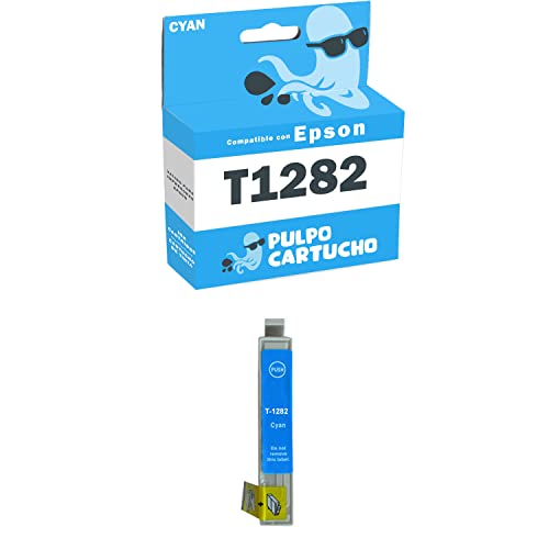 Pulpo Cartucho-Cartucho T1282 Cyan Compatible con Referencia C13T12824012 -Válido para impresoras Epson Stylus Office BX305W/BX305W Plus, S22 y SX125/130/230/235W/420W/425W/430W/435W/438W/440W/445W Cover