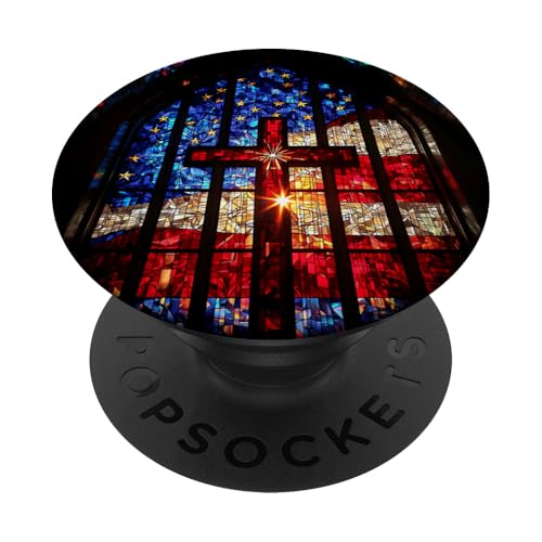American Flag USA Cross Christian Faith Patriotic PopSockets Adhesive PopGrip