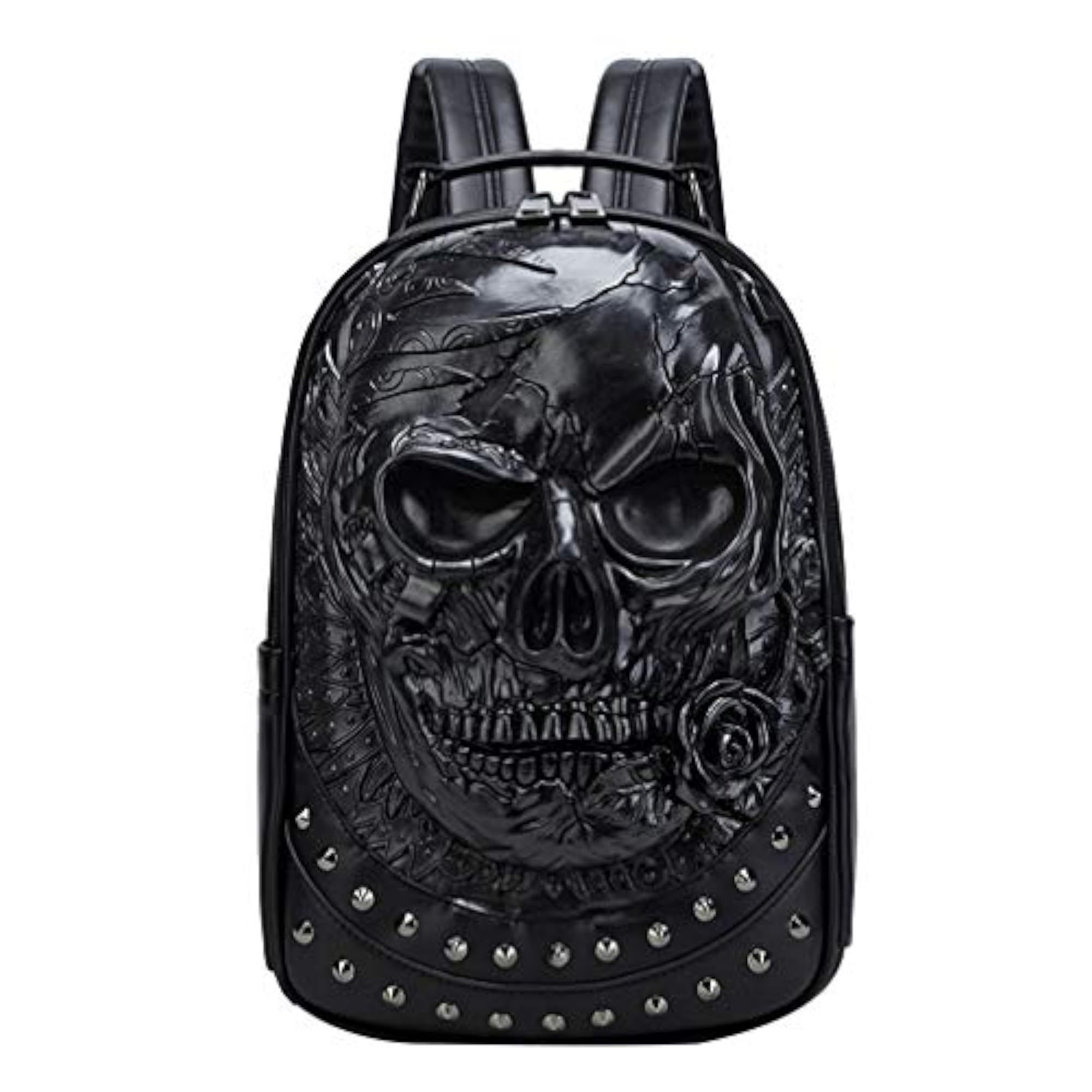 Bike Backpack with 3D Embossed Skull Design, Unisex