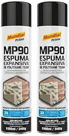 Mundial Prime MP90 Espuma Expansiva de Poliuretano, 500ml, Kit com 2 Unidades, Vedação e Fixação
