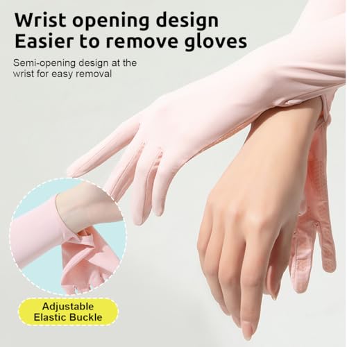 Image of PALAY Hand Gloves for Sun Protection with Arm Sleeves for Women Men, Nylon Ice Silk Sun Protection Gloves Women Cooling UV Hand Cover Arm Sleeves for Bike Riding - Anti-slip