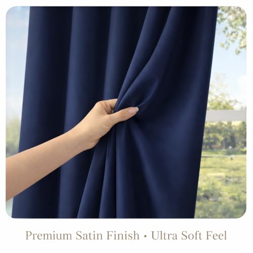 Image of STITCHNEST 'Solis Series' Premium Satin Room Darkening Curtains 7 Feet Long Set of 1 | Door Curtain 7 x 4 Feet | Blocks 70-80% Light | Ideal for Bedroom, Living Room & Home Decor