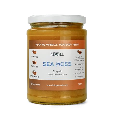 Sea Moss Gel (300ml) with Ginger, Turmeric, Lime | Organic Natural Seamoss and wildcrafted in St Lucia | Containing Essential Vitamins and Minerals | Irish sea Moss Gel