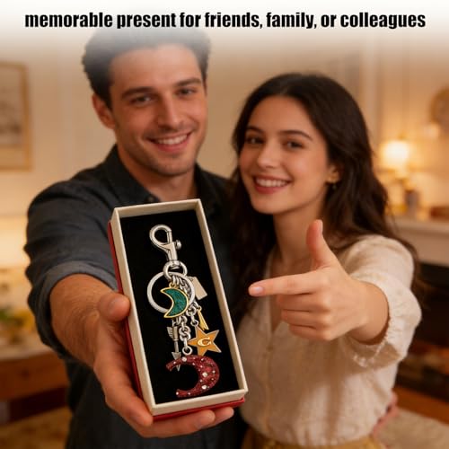 Image of Star Moon Alphabet Keychain, Cute Bag Charm, Purse Accessories for Women