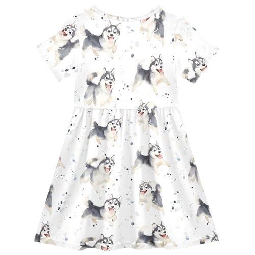 Dresses for Girls Beautiful Cow Summer Dress with Short Sleeves for Kids Girls Casual Athletic Dress Size 2-8T2