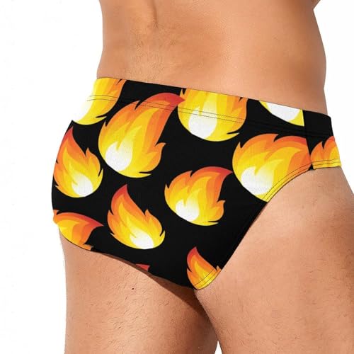 Flaming Fire Mens Swim Briefs Bikini Sexy Low Rise Trunks Swimsuit Bathing Suit Beach3