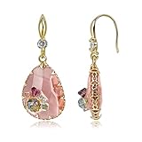 JA.S.JR Crystal Teardrop Earrings 14K Gold Plated Dangle Earrings for Women