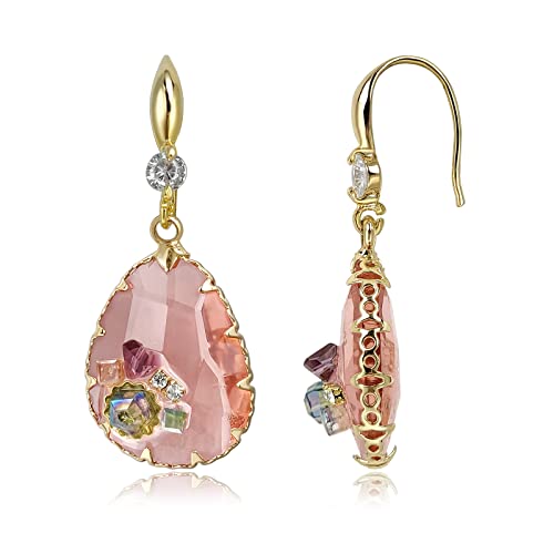 Crystal Teardrop Earrings Gold Dangle Earrings for Women
