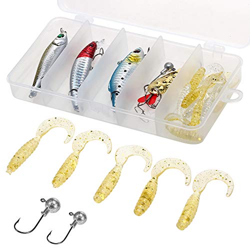 Isca Dura, Andoer Kit de iscas de pesca 18 unidades Caixa de equipamento de pesca com cabeça de gaba