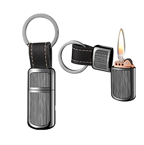 Mini Keychain Lighter EDC Peanut Lighter, Vintage Trench Lighter, Waterproof Outdoor Survival Lighter Fluid Refillable Metal Lighter (Black)