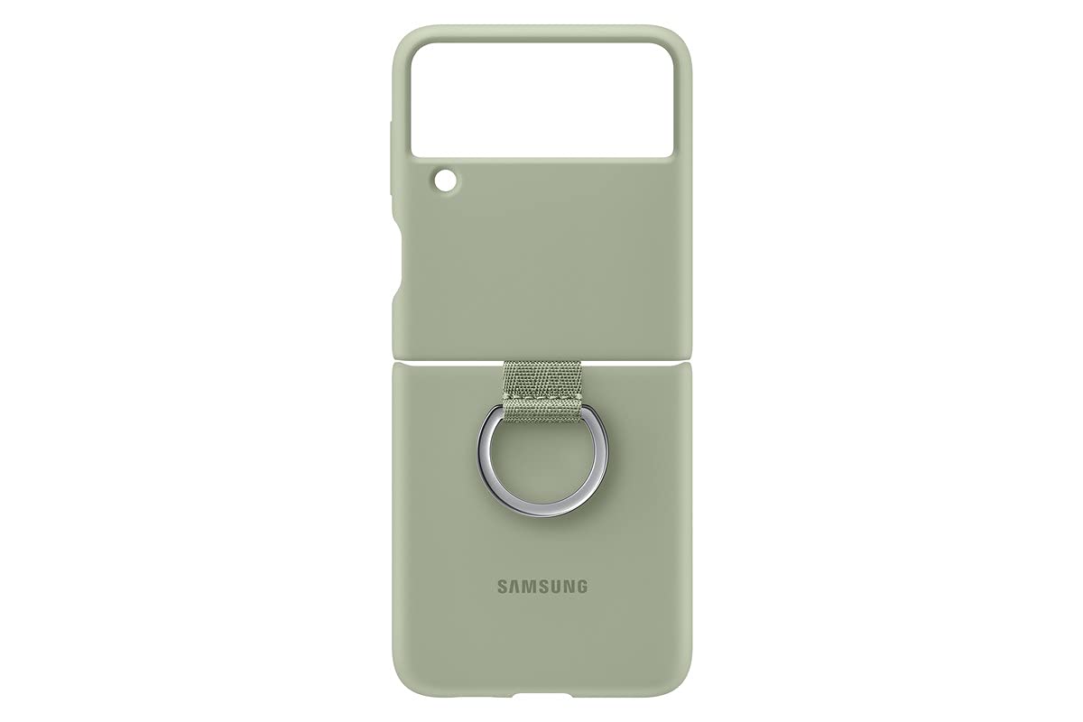 Samsung Galaxy Z Flip 3 Phone Case, Silicone Protective Cover with Strap, Heavy Duty, Shockproof Smartphone Protector, (Olive Green)